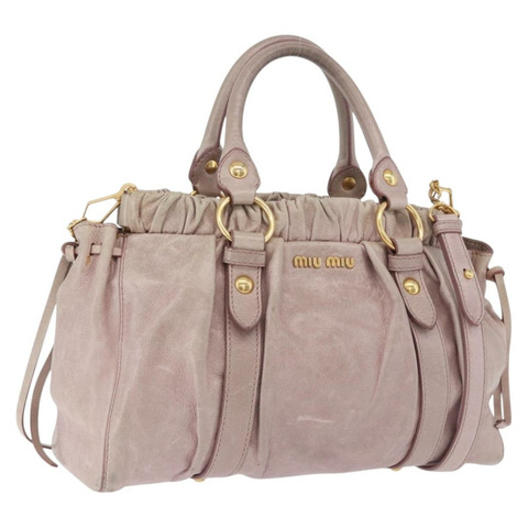 Miu Miu Vittero 手提包 皮革 兩用 粉紅色 金色調 正品 200147V
