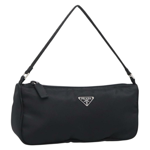 PRADA 尼龍黑色銀色配件包 Auth 200929V