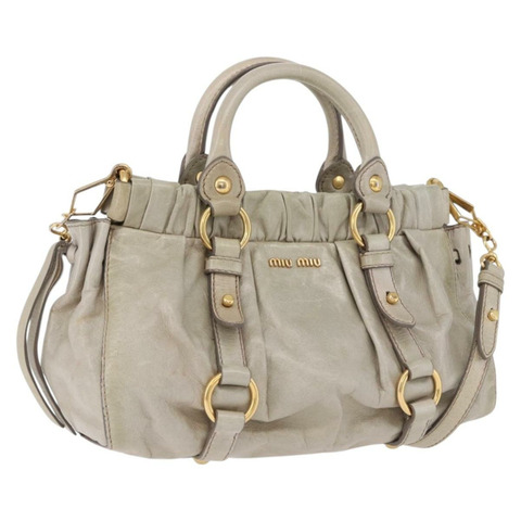 Miu Miu Vitellolux 兩用手提包 米色 金色 正品 200264V