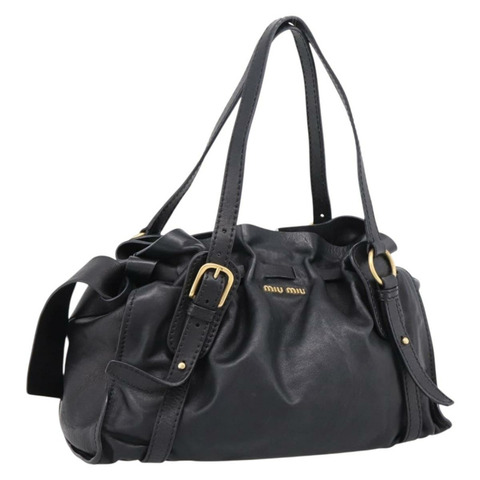 Miu Miu 黑色金色皮革肩背包 正品 yk20875M