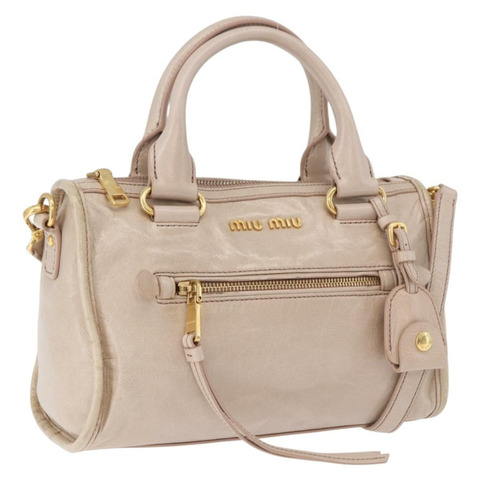 Miu Miu 手提包 皮革 2way 米色 金色 正品 ka5835V
