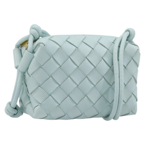 BOTTEGA VENETA INTRECCIATO Candy Loop 相機包 皮革 藍色 正品 BA15327V