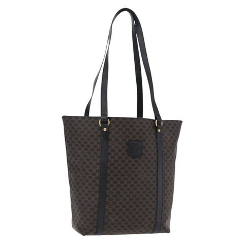 CELINE Macadam帆布肩背包 PVC皮革 黑色 金色 正品 197880V