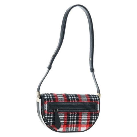 BURBERRY Nova 格紋帆布單肩包 紅色金色 正品 ki6799M