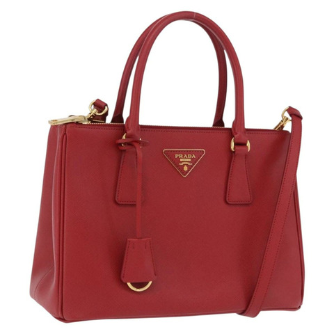 PRADA Galleria 手提包，Saffiano 皮革，兩用款，紅色/金色，正品，貨號 199932V