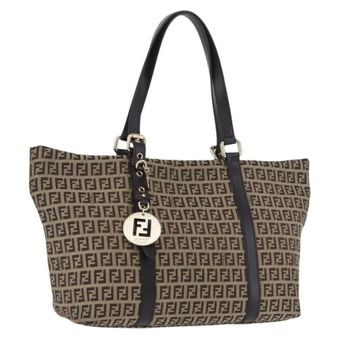 FENDI Zucchino帆布托特包 米色 金色 正品 199839V