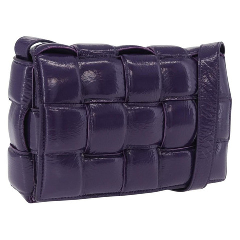 BOTTEGA VENETA MAXI INTRECCIATO 加墊盒式包皮革紫色正品 ka6032V