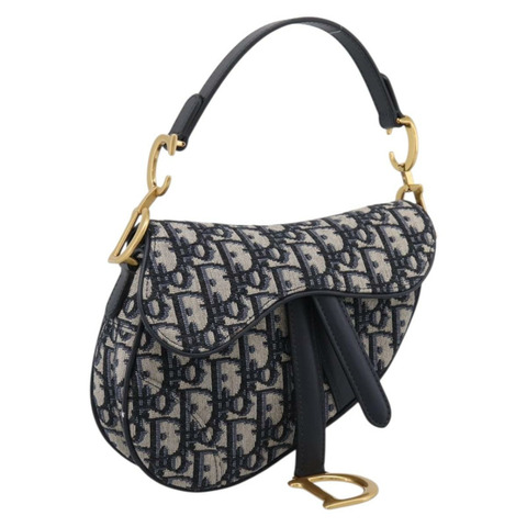Christian Dior Trotter帆布馬鞍包 海軍藍 金色 正品 ka5981SAM