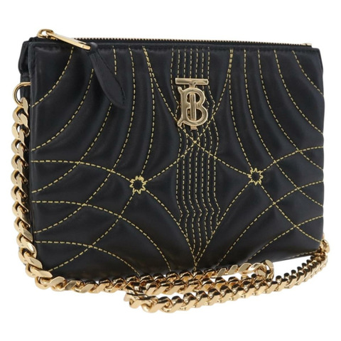 BURBERRY 鏈條單肩包 皮革 黑色 金色 正品 ka5988V