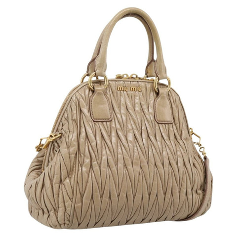 Miu Miu Matelasse 手提包 皮革 2way 米色 金色色調 正品 200801V