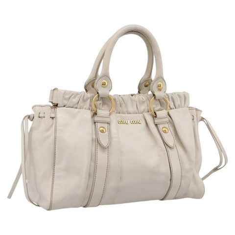 Miu Miu Vitellolux 兩用白金手提包，正品 201997A