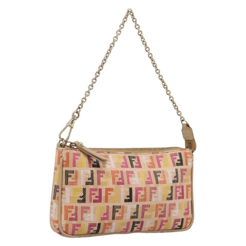 FENDI Zucchino 帆布配件包 PVC 多色 金色 正品 199476V