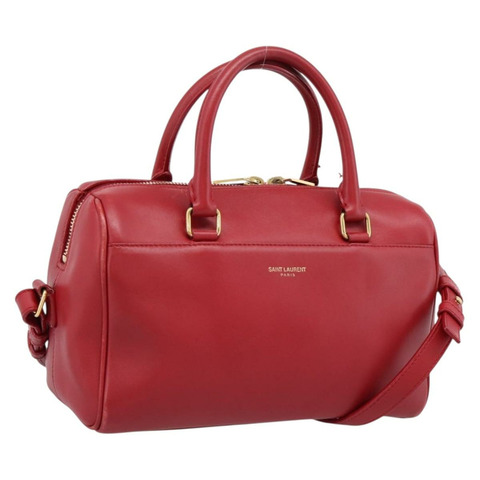 SAINT LAURENT 嬰兒旅行手提包 皮革 兩用 紅色 金色 正品 199452V