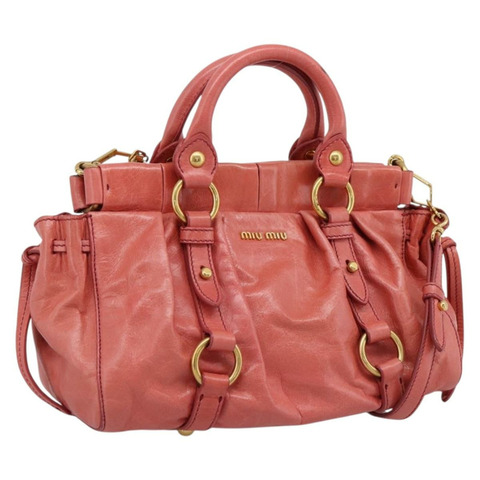 Miu Miu Vitello Luxe 手提包 皮革 2way 粉金配色 正品 199481M