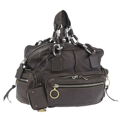 Chloe 鏈條手提包 皮革 灰色 銀色 正品 200082A