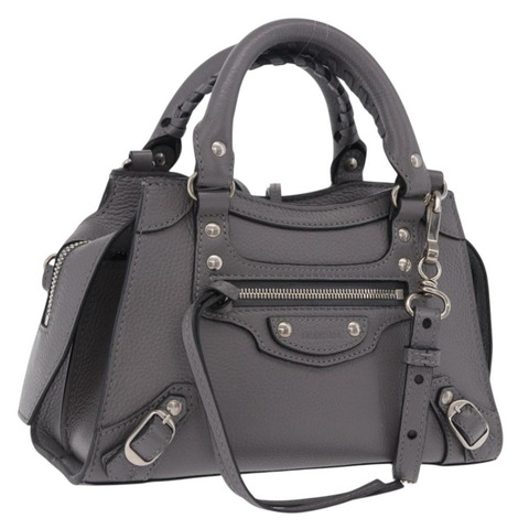 BALENCIAGA Neo Classic City 迷你包 皮革 2way 灰色 638524 Auth 200088SAM