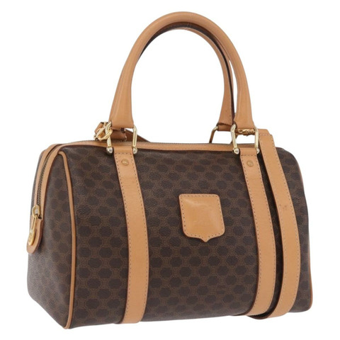 CELINE Macadam帆布手提包 PVC皮革 兩用棕色金色 正品 199479V
