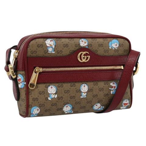 GUCCI 哆啦A夢迷你GG單肩包 PVC皮革 米色 647784 正品 200346M