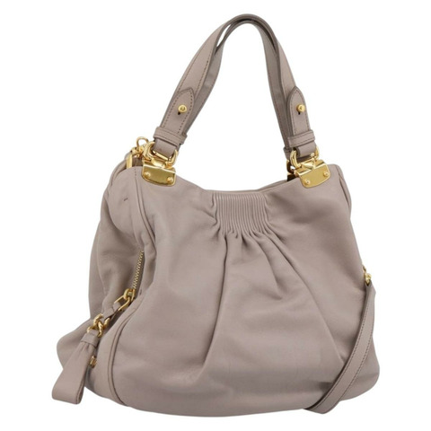 Miu Miu 手提包 皮革 兩用 灰色 金色色調 正品 167574V