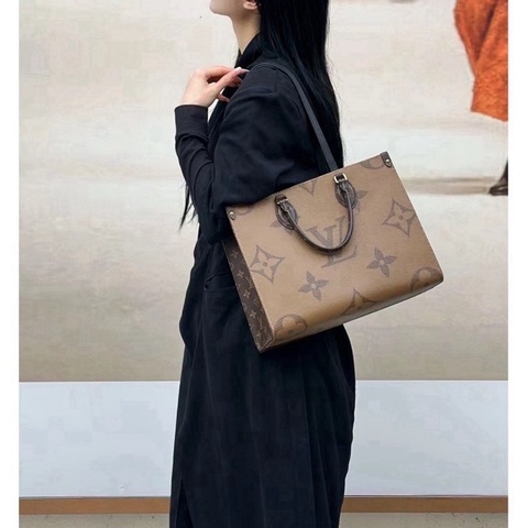 lv/路易威登 Onthego 老花 中號 芯片款 包型立挺 尺寸35 x 27 x 14cm
