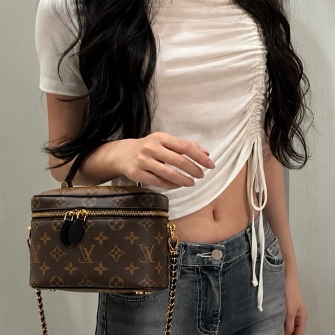 LV M45165 vanity 老花拼色鏈條包 芯片款🏅