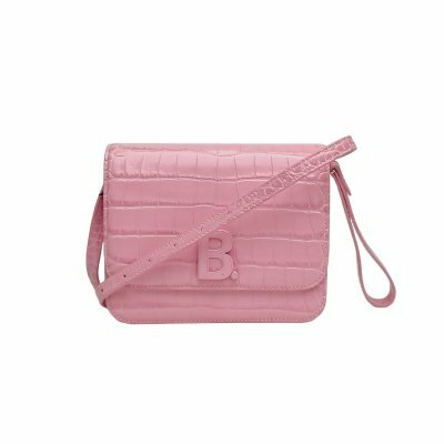 BALENCIAGA BBagSmall豆腐包鱷魚壓紋粉色牛皮