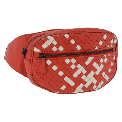 BOTTEGA VENETA INTRECCIATO 腰包 皮革 紅色 正品 203258A