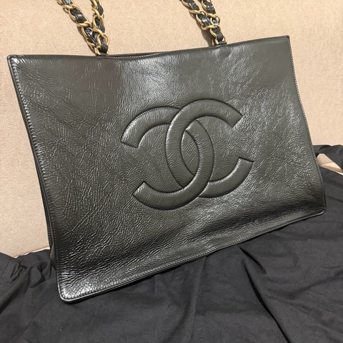 CHANEL 💫 雙C LOGO 油蠟牛皮 復古金 托特包 肩背包