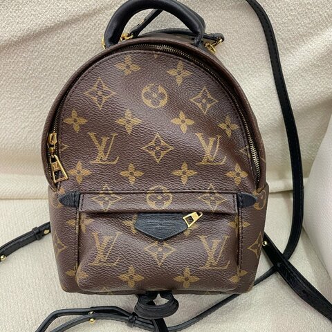 路易威登 Louis Vuitton Palm Springs Mini M41562 迷你背包 黑色拼老花 PVC/牛皮 金扣