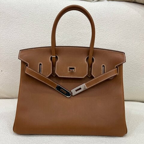 愛馬仕 Hermès Birkin 30 馬鞍皮 馬鞍色 銀扣｜D刻