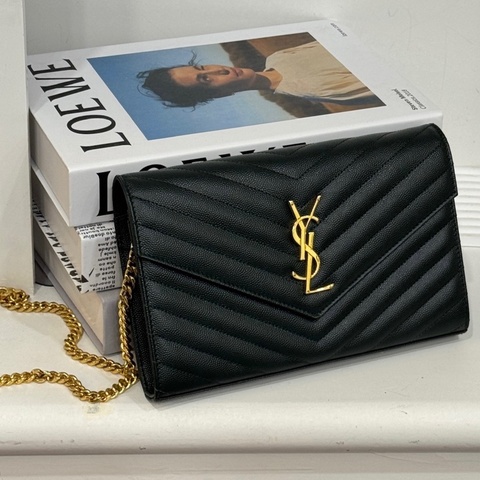 YSL 377828 綠色金釦WOC 金鍊包