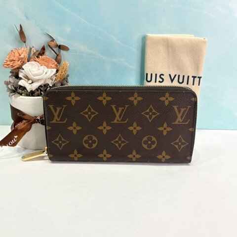 LV Zippy罌粟紅老花帆布拉鍊長夾