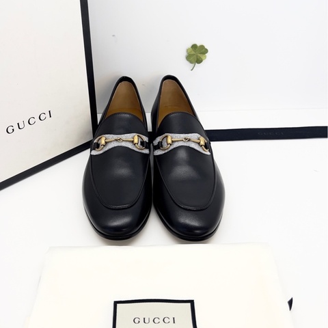 Gucci 黑色全皮馬銜扣樂福鞋 size 38碼