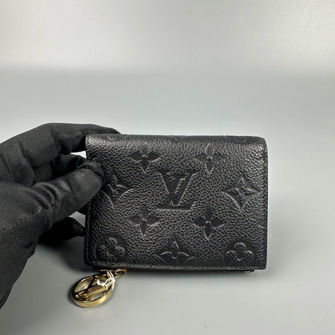 LV  黑色Monogram壓花短款錢包卡包