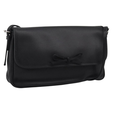 BALENCIAGA 緞面黑色銀色單肩包 Auth 203659V