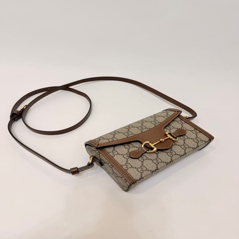Gucci pvc 咖皮邊1955下蓋手機包