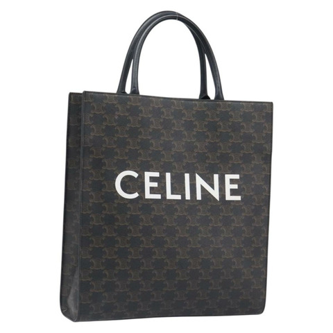 CELINE Macadam 直式 Cabas 手提包 PVC 皮革 棕色 金色色調 正品 202827A