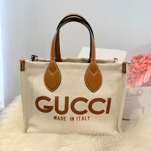 GUCCI米色帆布托特包