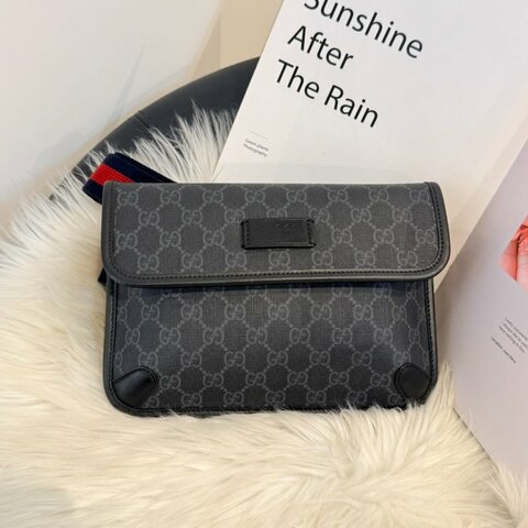 Gucci 黑色腰包 GG Supreme 帆布