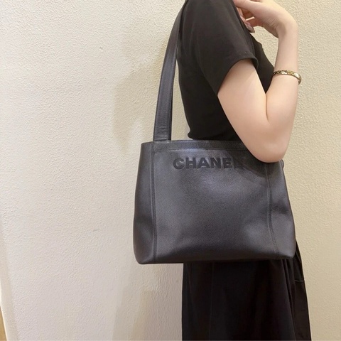 chanel香奈兒魚子醬牛皮 肩背托特包
