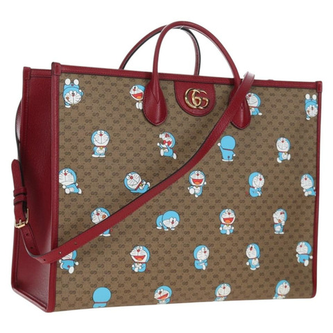 GUCCI x Doraemon 聯名款 Micro GG 手袋 PVC 材質 兩用 棕色/金色 653952 正品 167569SM
