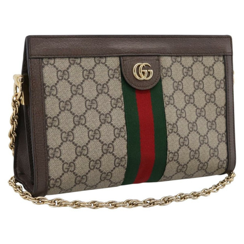 GUCCI GG Supreme Web Sherry Line 鏈條單肩包 PVC 503877 正品 ka6065A
