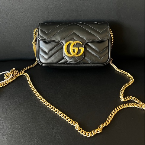 古馳 GUCCI 黑金馬蒙超mini