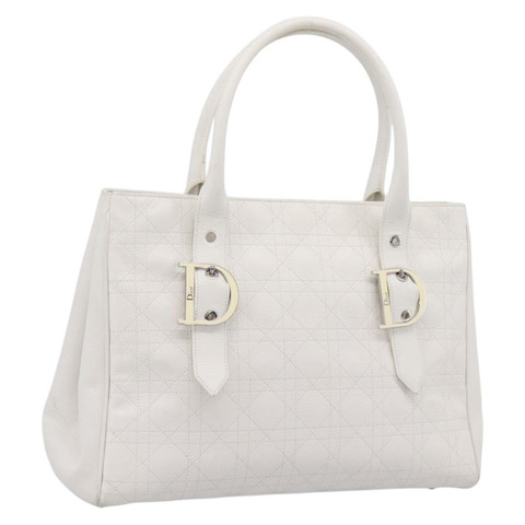 Christian Dior Canage 手提包，白色銀色皮革，正品 mr2872V