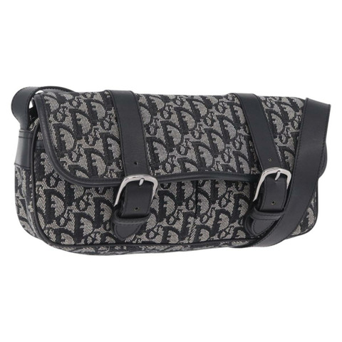 Christian Dior Trotter帆布肩背包 黑色銀色 正品 ka6139V