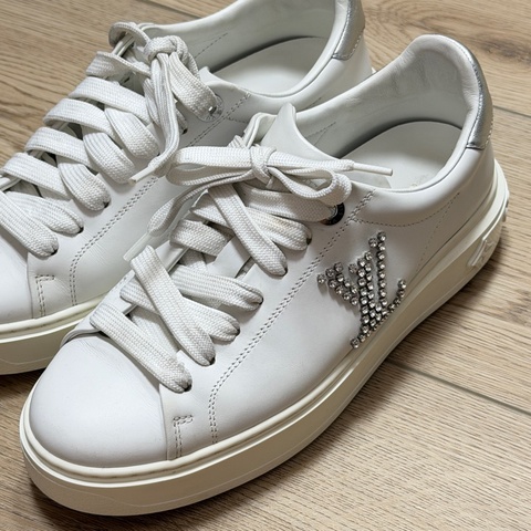Louis Vuitton LV 水鑽字母微增高小白鞋