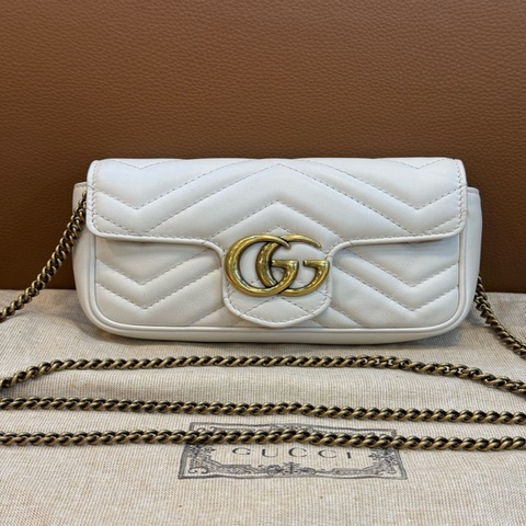 Gucci古馳 Marmont 白金馬蒙迷你