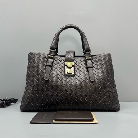 Bottega Veneta BV葆蝶家羅馬手提包中號深棕色31*19*14cm