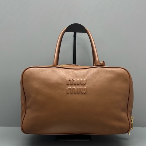 miumiu繆繆保齡球手提包焦糖色34*21*12cm