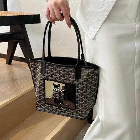✨Goyard｜Anjou mini Tote黑色老花法鬥小狗｜98新
